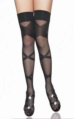 Sexy Bundled Fashion Stockings Cross-tie-dyed Elastic Black Pantyhose